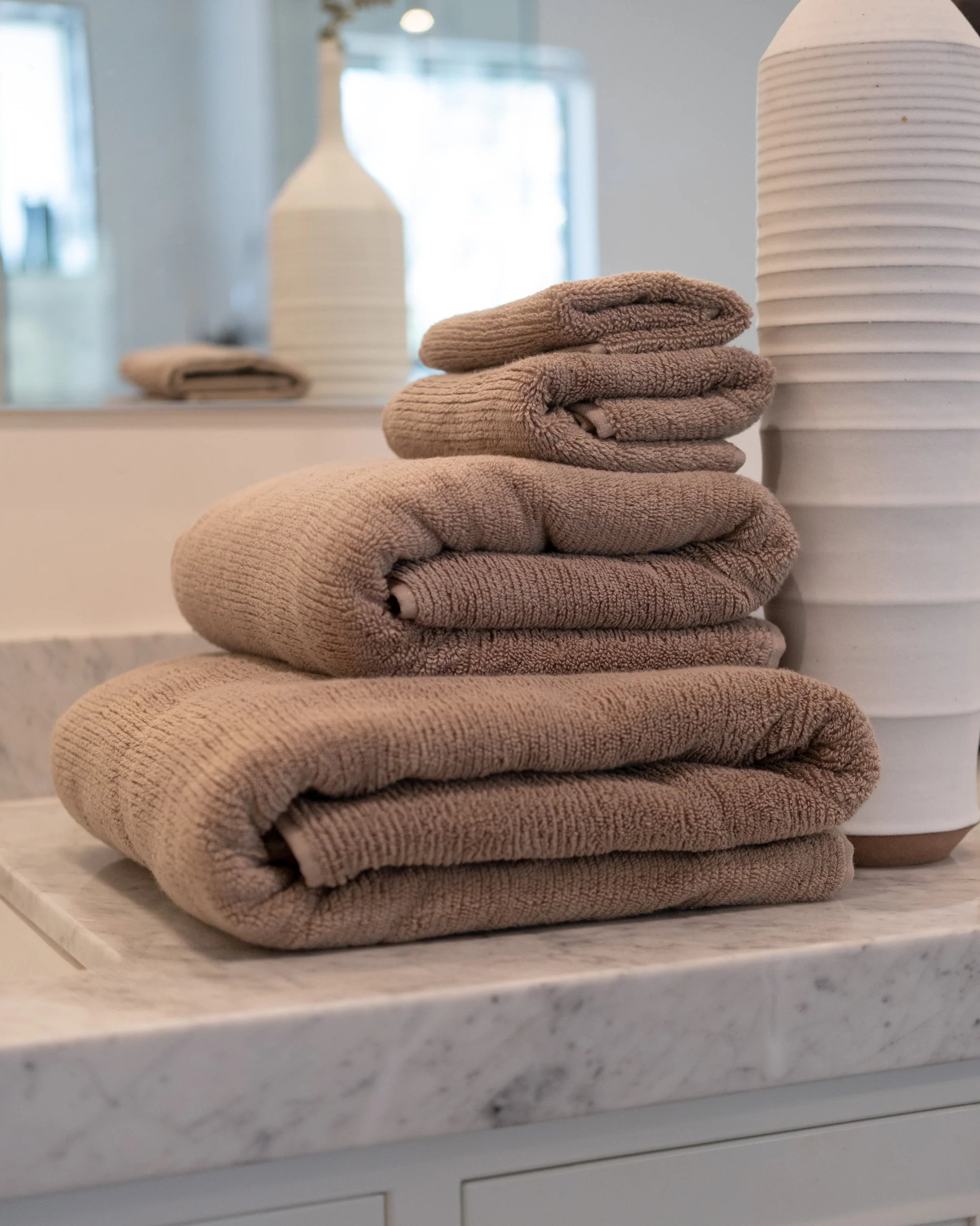 Ribbed Bath Towels in Latte - Image 5