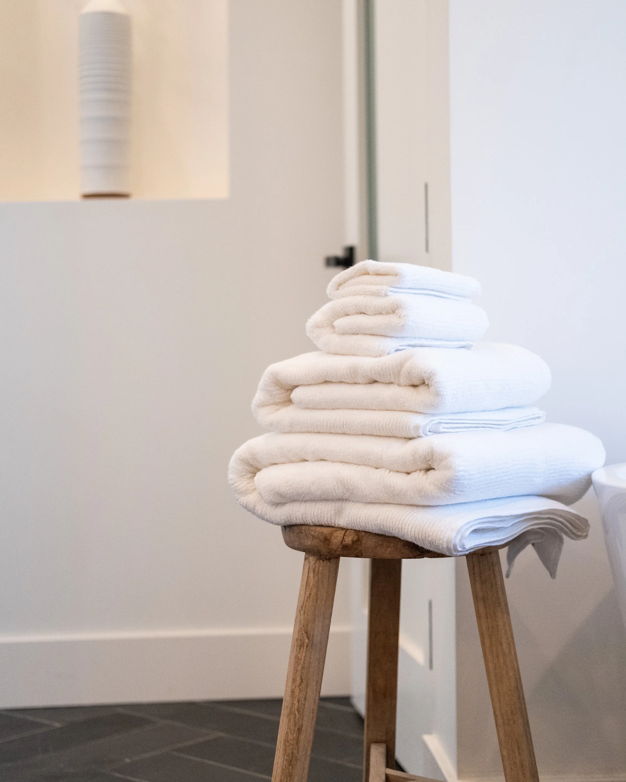 Ribbed Bath Towels in White - Image 6