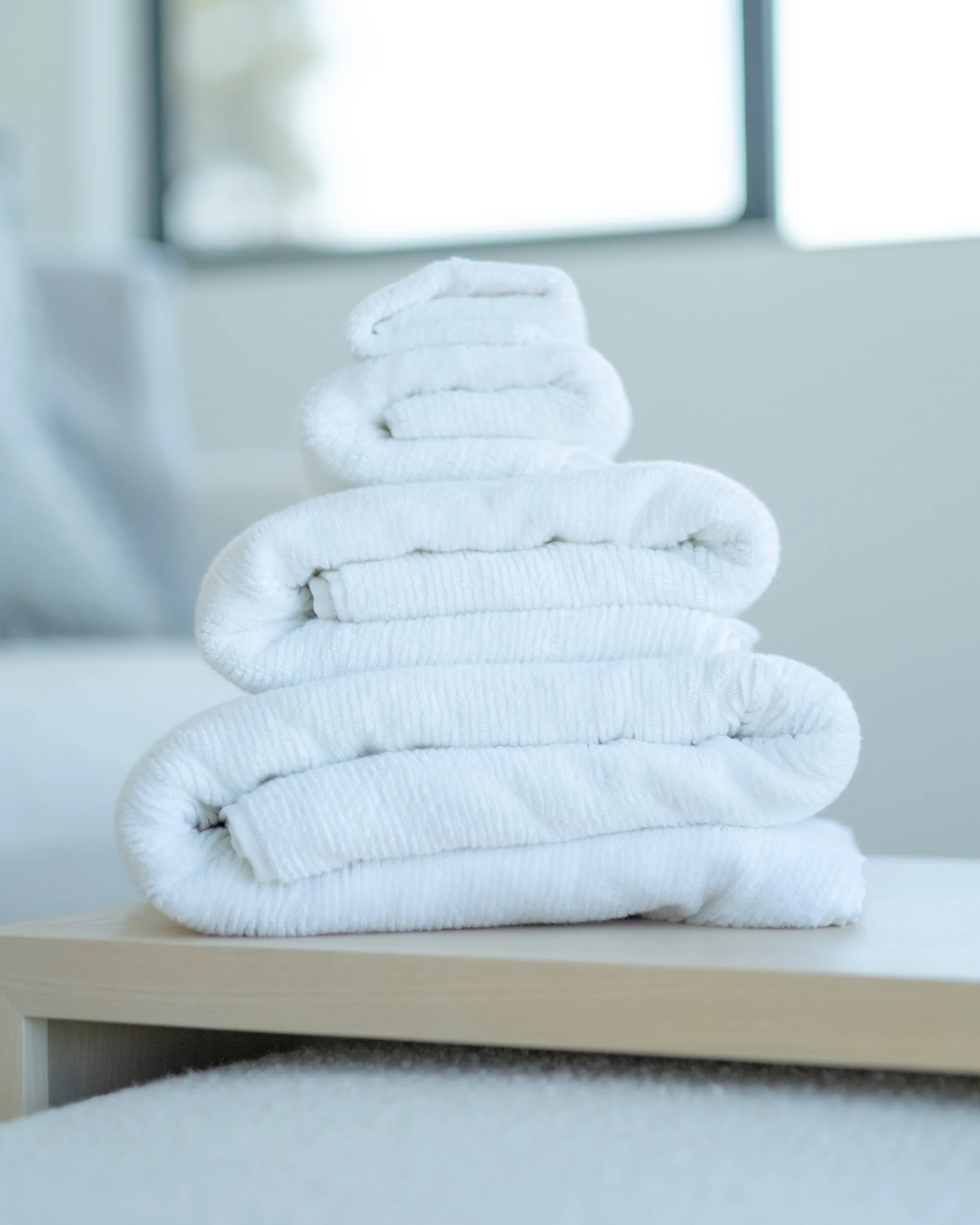 Ribbed Bath Towels in White - Image 7
