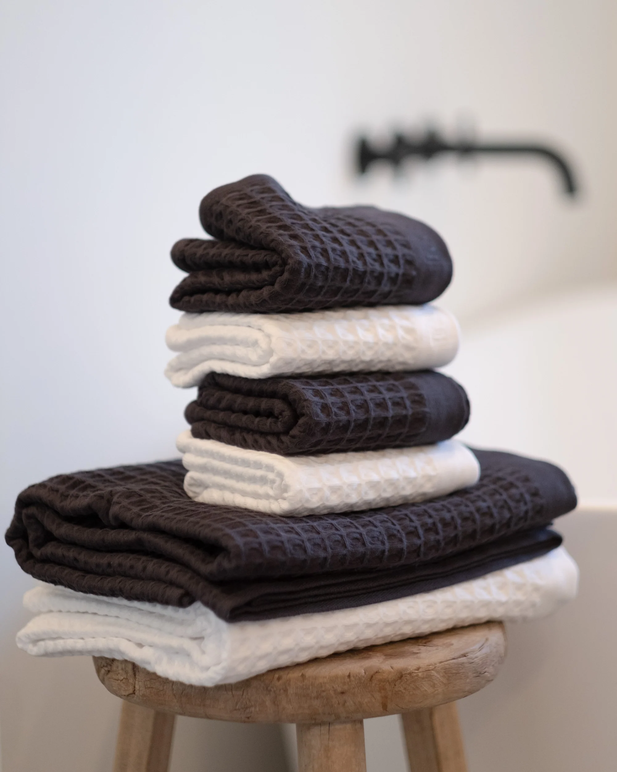 Waffle Turkish Cotton Bath Towels in Charcoal - Image 6
