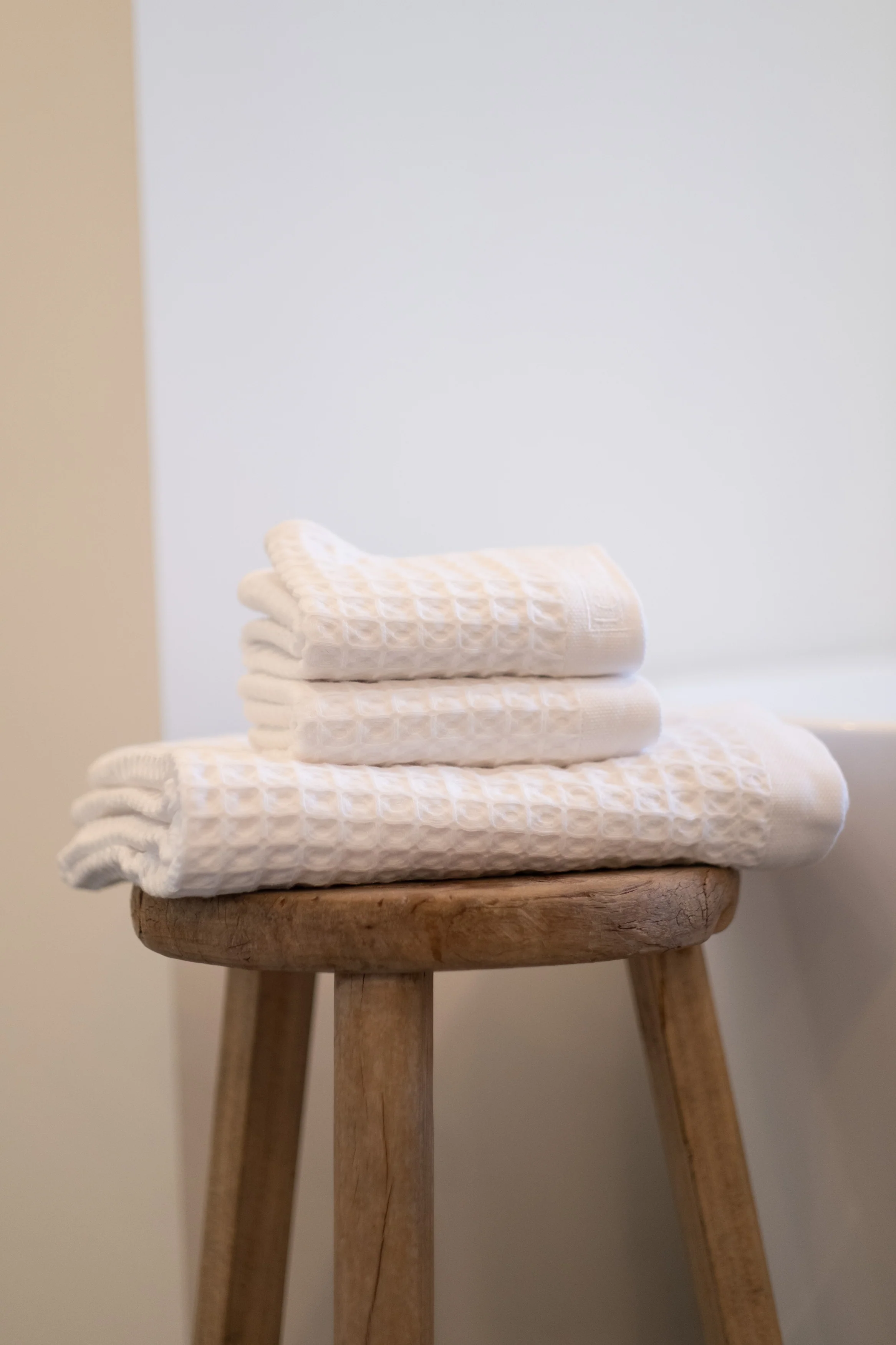 Waffle Turkish Cotton Bath Towels in White - Image 4