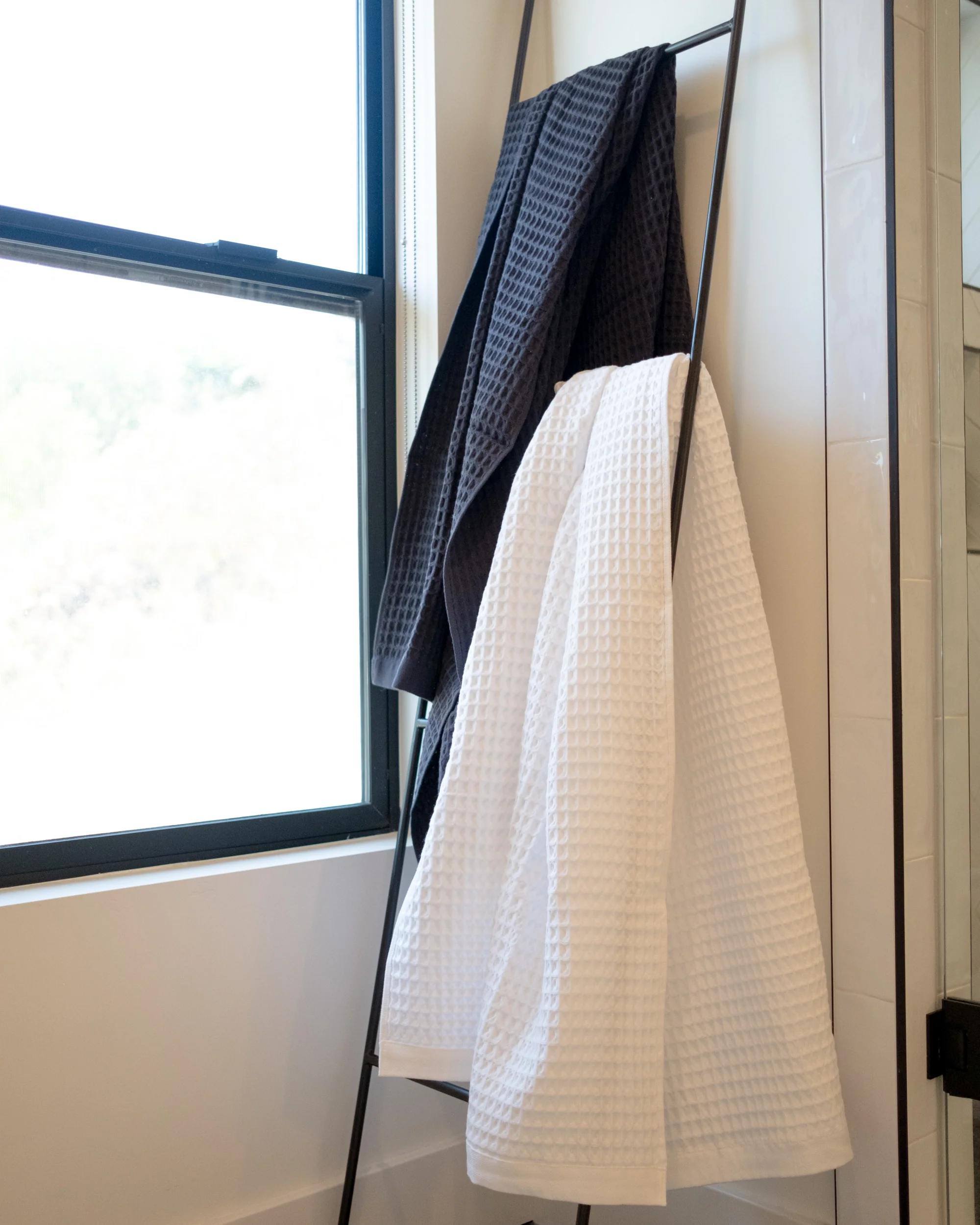 Waffle Turkish Cotton Bath Towels in White - Image 6